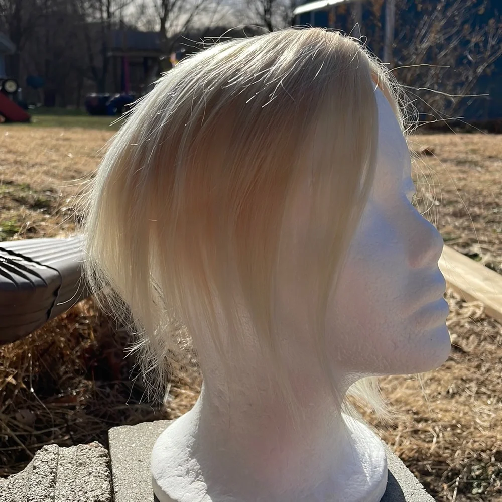 NWT 100% human REMY hair #60 #613 vanilla blonde cream topper HAND TIED silk